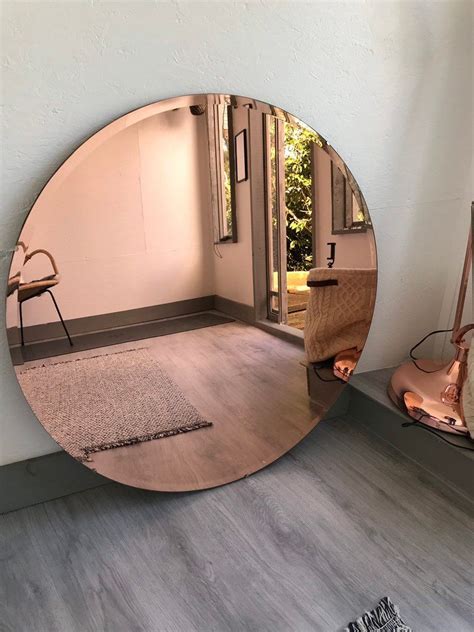 Amazing Large Copper Rose Gold Mirror With Bevelling Around The Rim Floating Mirror Etsy