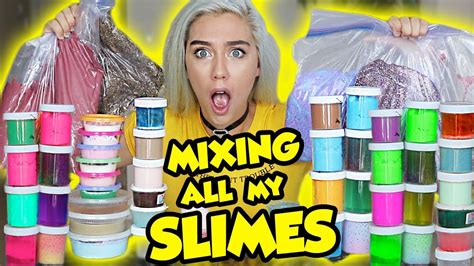 Mixing All My Slimes Giant Slime Smoothie Satisfying Slime Nicole