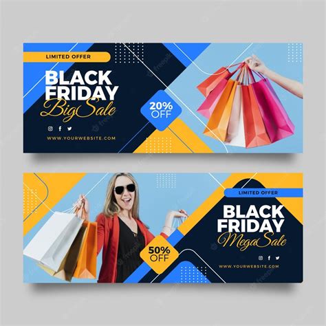 Premium Vector Black Friday Banners With Photo In Flat Design