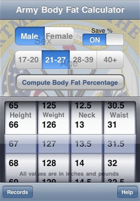 Army Body Fat Calculator Healthcare Fitness