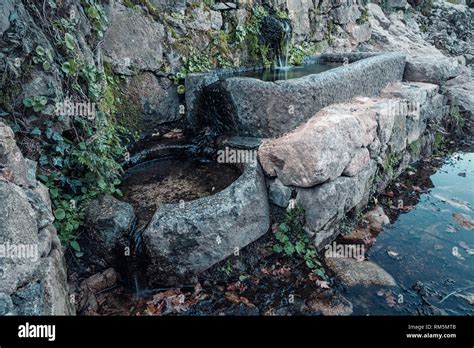 Two Ancient Stone Water Troughs In The Hills Of The Balagne Region Of