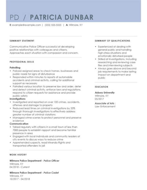 Professional Law Enforcement Resume Examples Livecareer