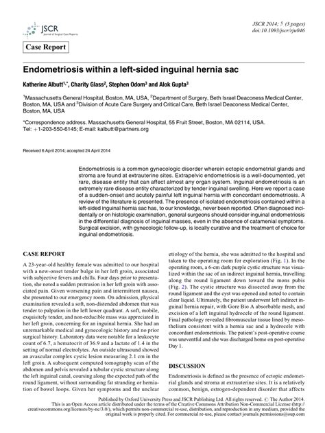 Pdf Endometriosis Within A Left Sided Inguinal Hernia Sac