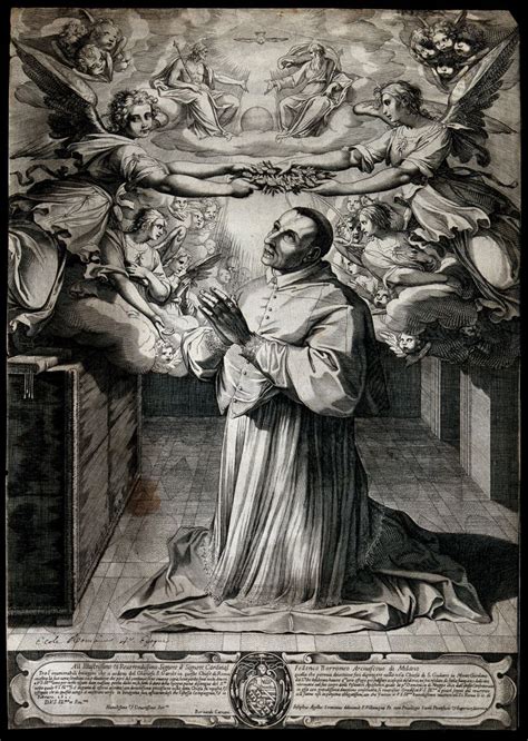 Saint Carlo Borromeo Angels Crown Him With The Approval Of The Holy