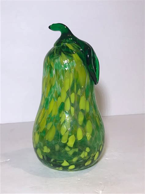 Vintage Murano Green Pear Hand Blown Art Glass Fruit Etsy