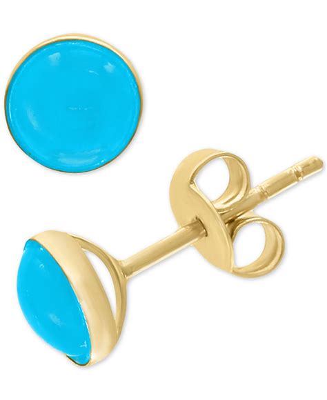 Effy Effy Turquoise 6 1 2mm Stud Earrings In 14k Gold In Yellow Gold