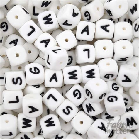 White Alphabet Silicone Beads Mini Matters