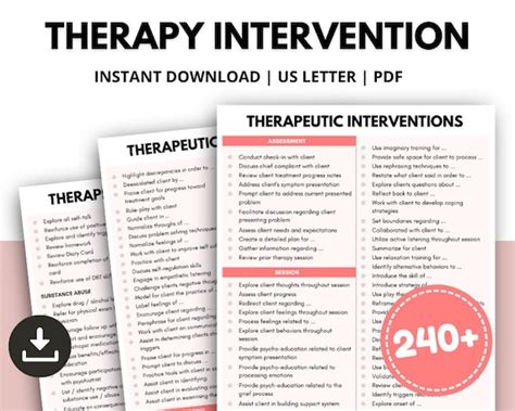 Therapeutic Interventions Therapy Intervention List Etsy