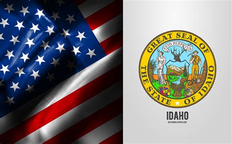 Download Wallpapers Seal Of Idaho Usa Flag Idaho Emblem Idaho Coat