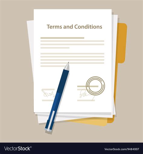 Terms And Condition Document Paper Legal Vector Image