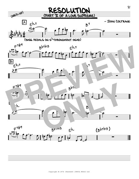 Resolution Sheet Music John Coltrane Real Book Melody And Chords