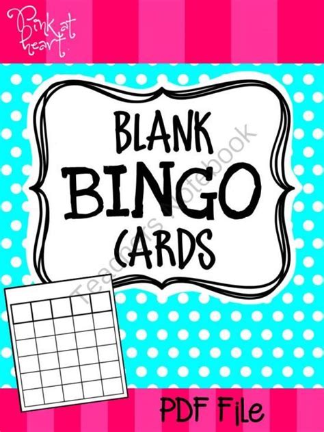 Teachers Notebook Blank Bingo Cards Bingo Cards Blank Bingo