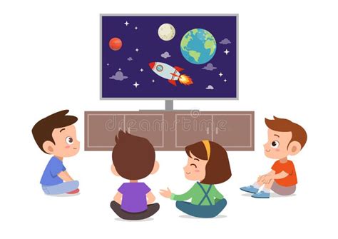 Children Watching Tv Stock Vector Illustration Of Girls 24973557