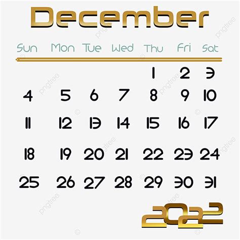 Kalender Tahun 2022 Bulan Desember Calendar 2022 December Png