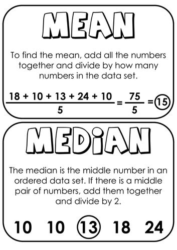 Mean Median Mode And Range Anchor Chart Posters Teaching Resources