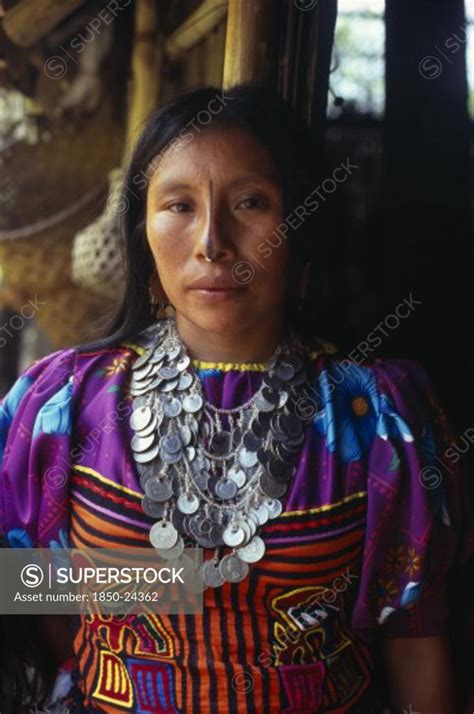Colombia Darien Kuna Indigenous Tribe Three Quarter Portrait Of Kuna