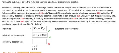 Solved Formulate But Do Not Solve The Following Exercise As Chegg Com