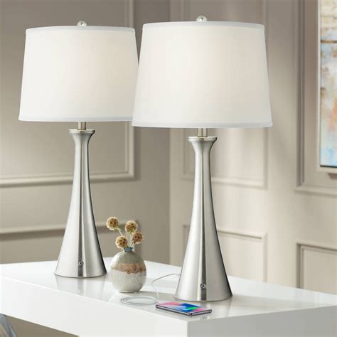 Buy 360 Lighting Karl Modern Table Lamps 27 12 Tall Set Of 2 With Usb
