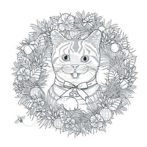 Little Cat In A Vegetal Crown Difficult Mandalas For