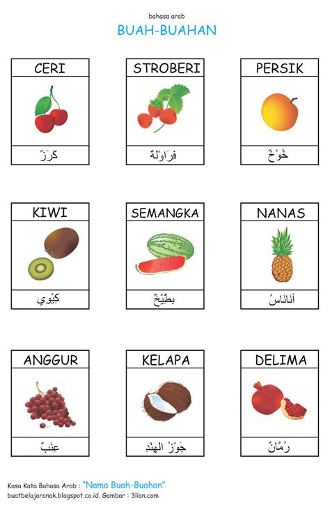 Hebat, nilai sempurna, bagus نعم na'am. Kosa Kata : Nama Buah-buahan Dalam Bahasa Arab | Buat ...
