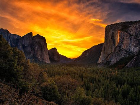 Sunset In Yosemite National Park United States Landscape