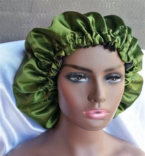 Reversible Lime Women Sleeping Bonnet Soft Satin Silk Sleep Hat Silk Satin Bonnet Elasticated
