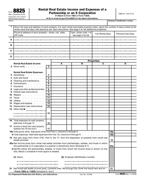 Irs Form 8825 Fillable Printable Forms Free Online