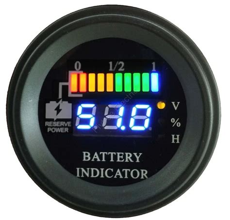 Round Led Digital Battery Gauge Discharge Indicator Hour Meter State Of
