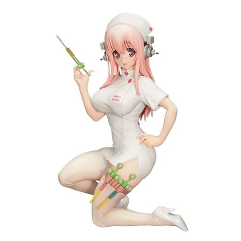 buy anime super sonic pvc statue 1 7 super sonico nurse version pvc action figure 7 inch