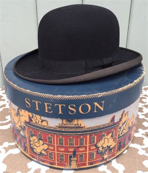 Mint Vintage Stetson Royal Deluxe Black Derby Bowler Fedora Hat 7 14 W
