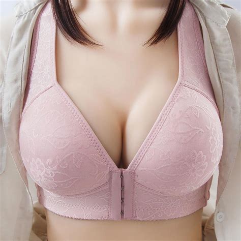 Buy Large Size Thin Sexy Bra Without Steel Ring Front Button Gathers Anti Sagging And