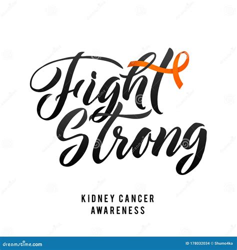 Vector Kidney Cancer Awareness Calligraphy Poster Design Stroke Orange