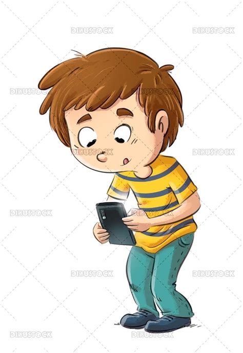 Mobile Addicted Child Illustrations From Dibustock Childrens Stories