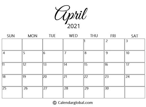 Christian, catholic, jewish & muslim. Free Printable April 2021 Calendar: 8 Cute & Elegant ...
