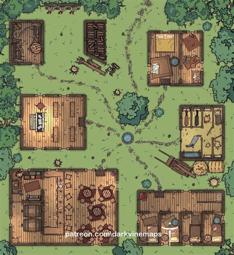 Forest Village 22x24 Battlemap Roll20 Fantasy City Map Forest