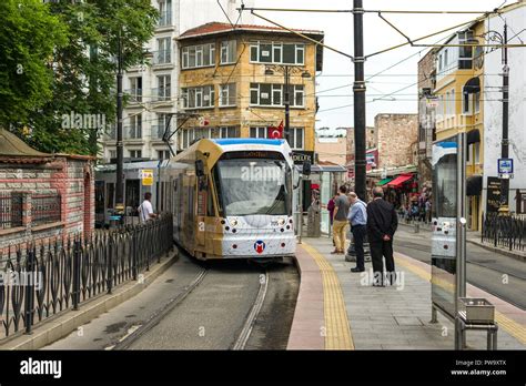 A T1 Kabatas Bagcilar Electric Metro Tram Arriving At The Gülhane Or