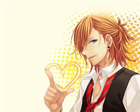 Download Anime Boy Blond Gesture Heart Wallpaper