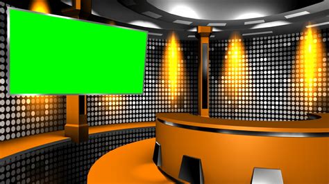 A Still Virtual Television Studio Background With Green Screen Free