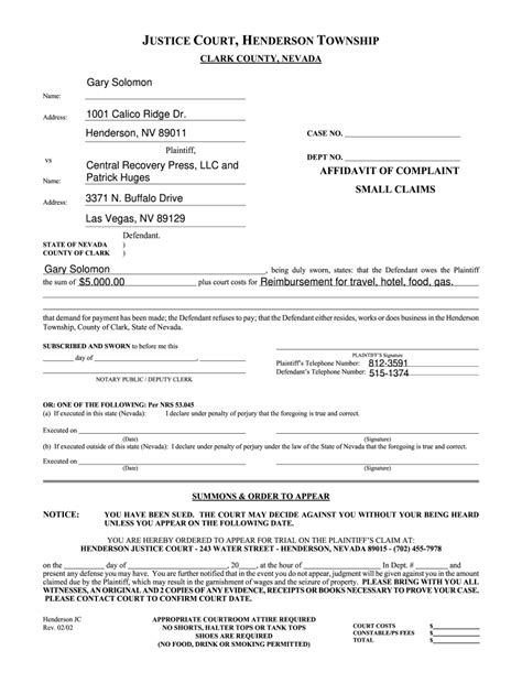 Small Claims Court Las Vegas Fill Out And Sign Online Dochub