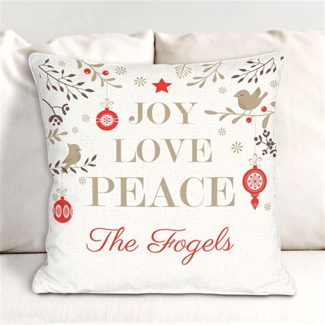Joy Love Peace Personalized Throw Pillow Tsforyounow