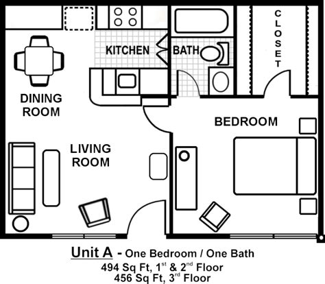 Small One Bedroom Apartment Floor Plans Home Decor Ideas