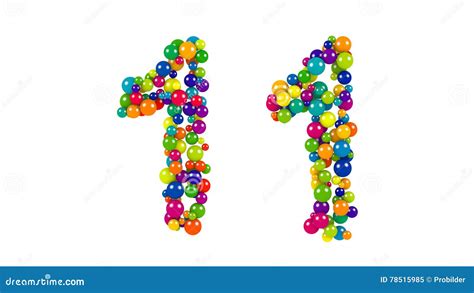 Bright Colored Balls In The Shape Of Number Eleven Stock Illustration