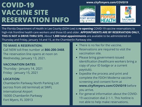 Please check the information for each site and, if possible, call ahead using the number listed for the testing site to inquire about hours or closures. COVID-19 Vaccines in Florida: Where to Get One in Southwest Florida - Sleep doctors Ft. Myers ...