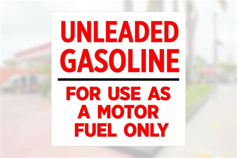 For Use As A Motor Fuel Only Unleaded Gasoline Decal