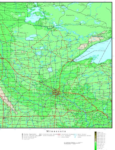 Minnesota Elevation Map