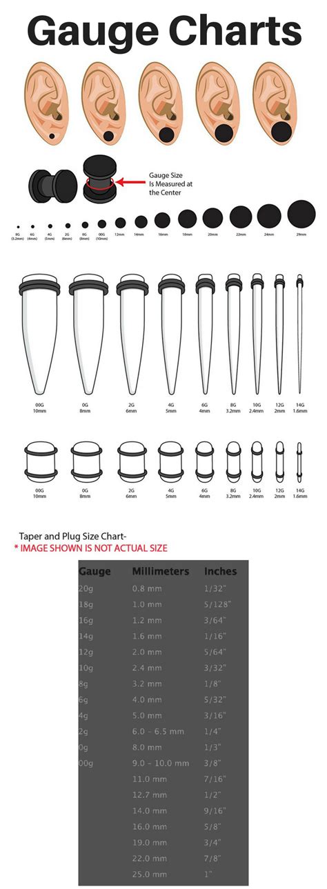 This Chart Shows The Sizes That Most Plugs Tunnels And Tapers Jewelry