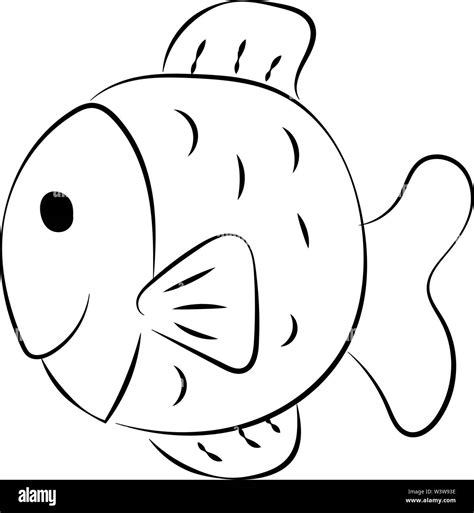 Fat Fish Drawing Illustration Vector On White Background Stock Vector