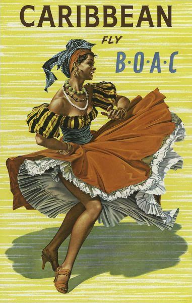 Lady Dancing Fly Boac To Caribbean Travel Poster By