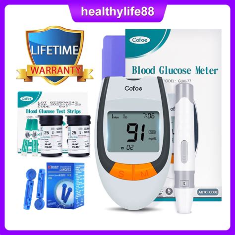 Cofoe 50pcs GLM 77 Blood Glucose Meter Blood Sugar Test Strips Lancets