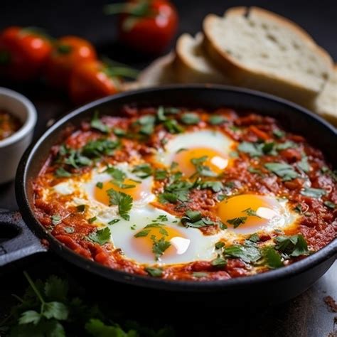 Premium Photo Shakshuka Poached Eggs In Spicy Tomato Sauce With Cumin